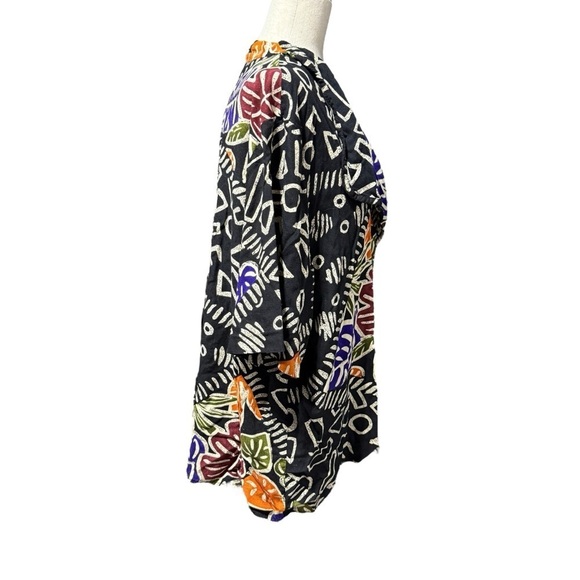 VTG Geometric Bib Collar Button Up Shirt 26/28 XXL 80s Tropical Dopamine Artsy - Picture 6 of 12
